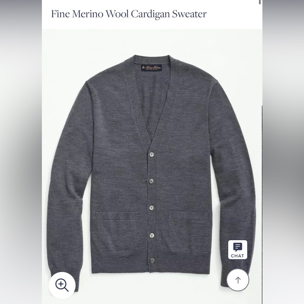 Gray Fine Merino Wool Cardigan Brooks Brothers